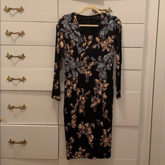 New Marc Jacobs Long Sleeve Blue Floral Midi Dress - Picture 1 of 5